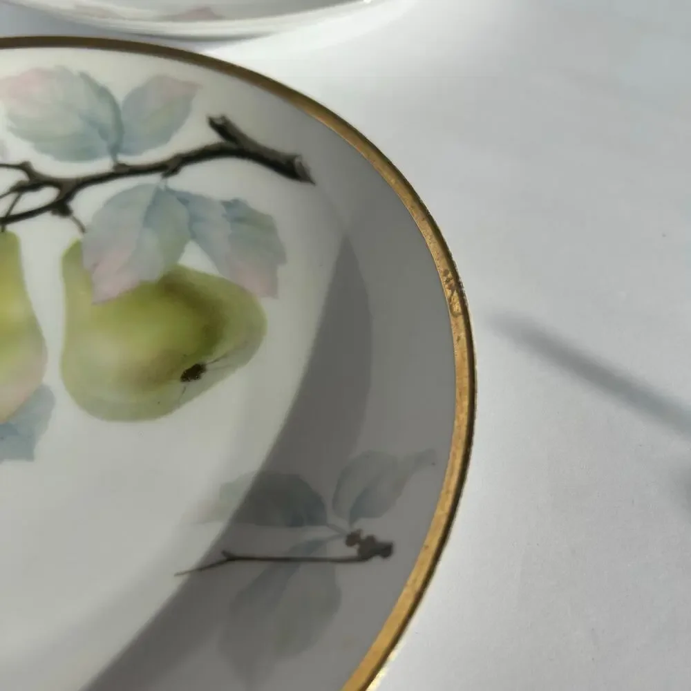 Rosenthal Bavaria Fruit Plates Apple Pear Gold Gilt Germany